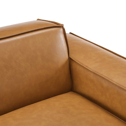 Vitality Left-Arm Vegan Leather Sectional Sofa Chair in Tan