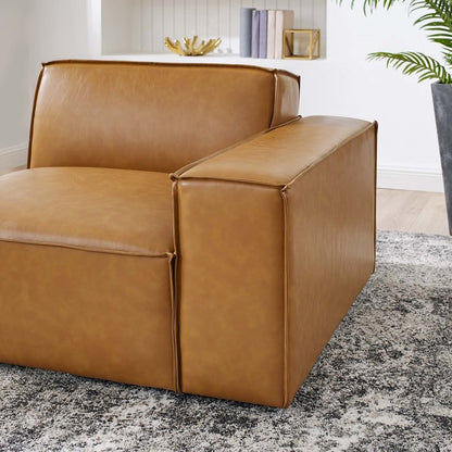 Vitality Left-Arm Vegan Leather Sectional Sofa Chair in Tan