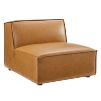 Vitality Vegan Leather Sectional Sofa Armless Chair in Tan