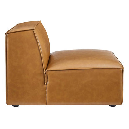 Vitality Vegan Leather Sectional Sofa Armless Chair in Tan