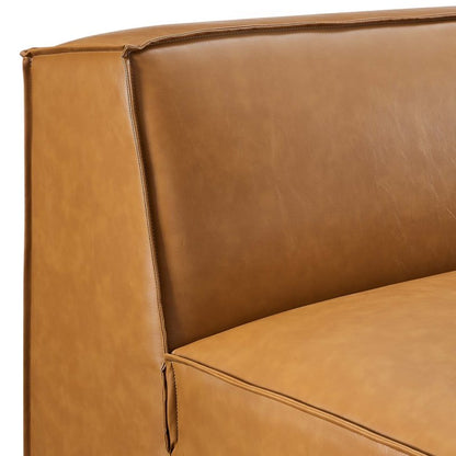 Vitality Vegan Leather Sectional Sofa Armless Chair in Tan