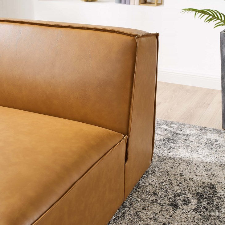 Vitality Vegan Leather Sectional Sofa Armless Chair in Tan