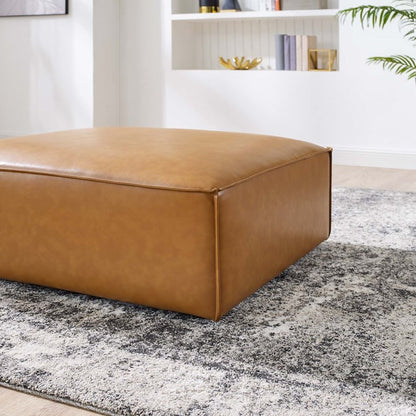 Vitality Vegan Leather Ottoman in Tan