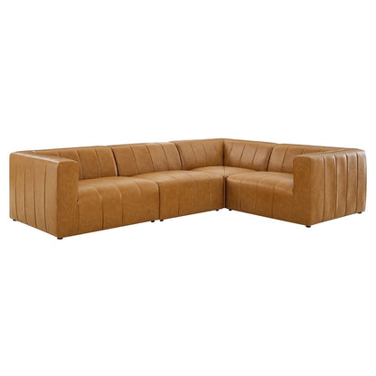 Colton Vegan Leather 4-Piece Sectional Sofa in Tan