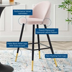 Ava Performance Velvet Bar Stools Set of 2