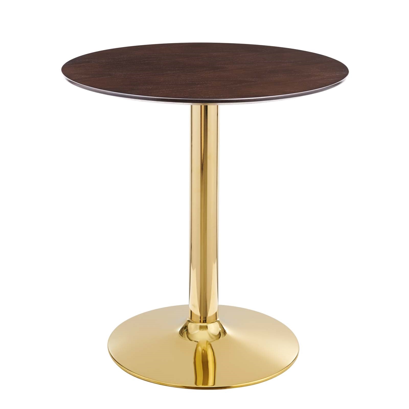 Jena 28" Cherry Walnut Gold Base Dining Table