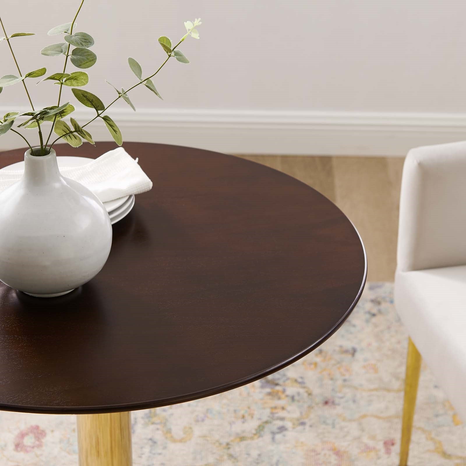 Jena 28" Cherry Walnut Gold Base Dining Table