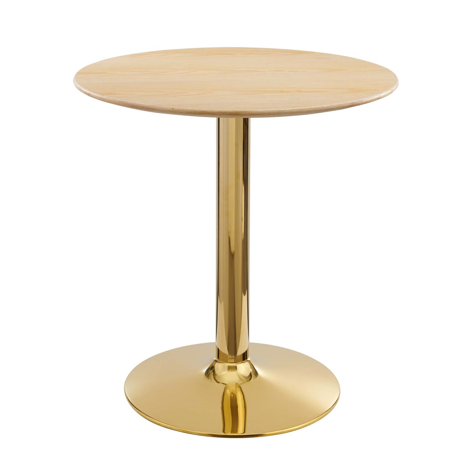 Jena 28" Natural Wood Top Gold base Dining Table