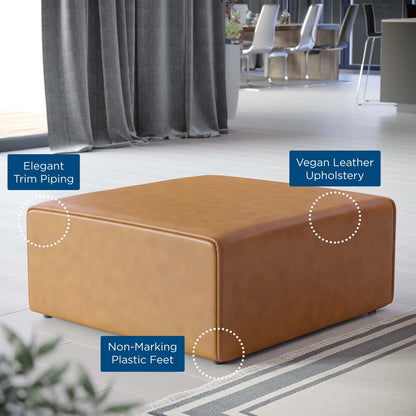Lane Vegan Leather Ottoman in Tan
