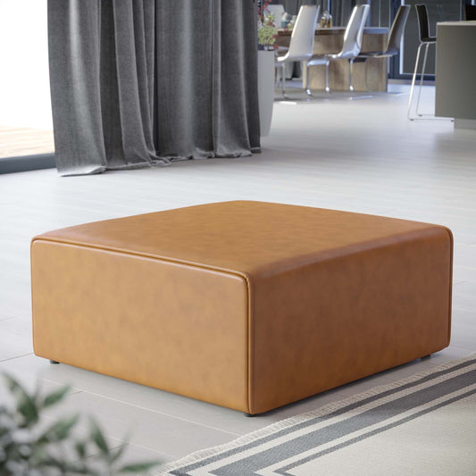 Lane Vegan Leather Ottoman in Tan