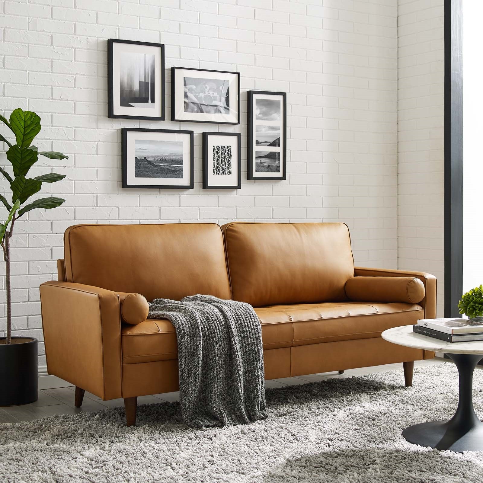 Logan Leather Sofa in Tan