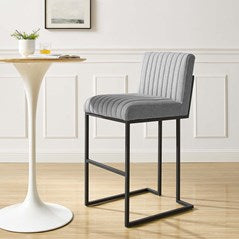 Willow Channel Tufted Fabric Barstool