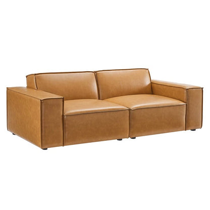 Vitality Vegan Leather Loveseat in Tan