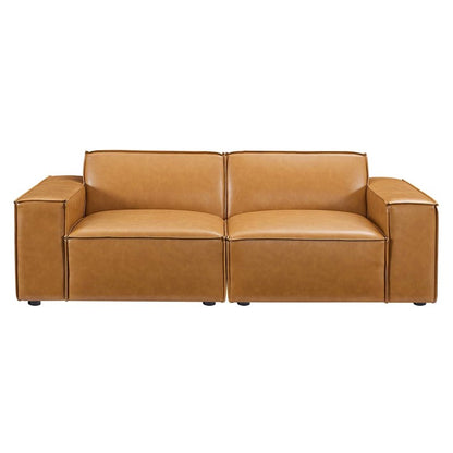 Vitality Vegan Leather Loveseat in Tan