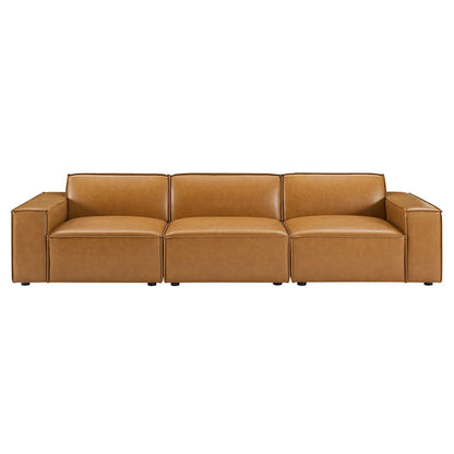 Vitality Vegan Leather 3-Piece Sofa in Tan