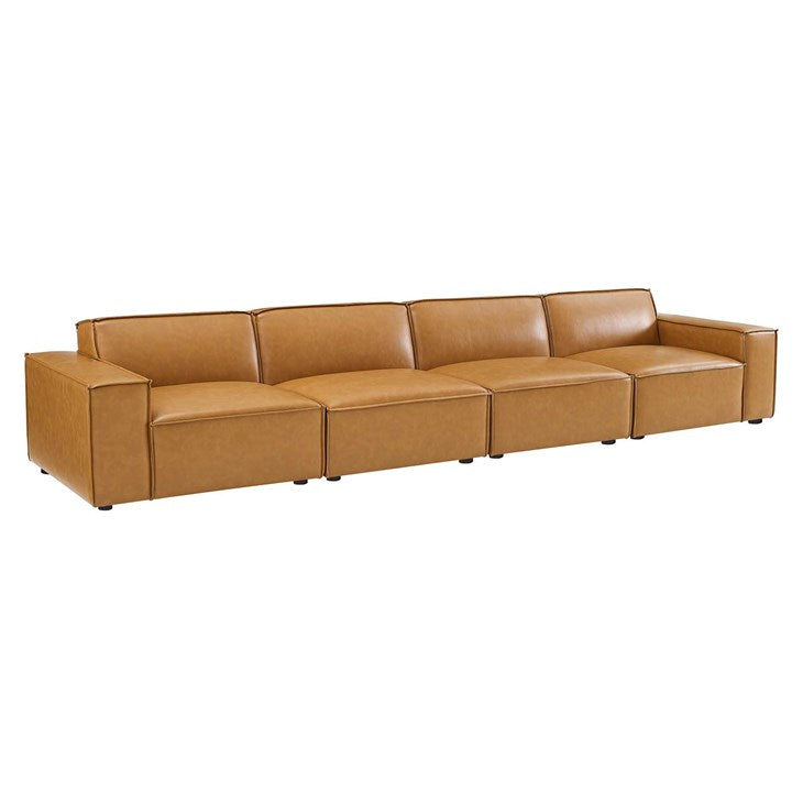 Vitality Vegan Leather 4-Piece Sofa in Tan