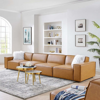 Vitality Vegan Leather 4-Piece Sofa in Tan