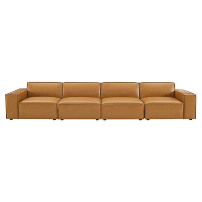 Vitality Vegan Leather 4-Piece Sofa in Tan