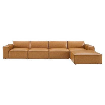 Vitality 5-Piece Vegan Leather Sectional Sofa in Tan
