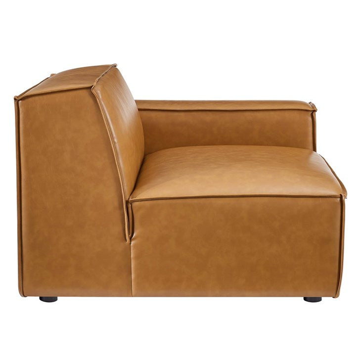 Vitality 5-Piece Vegan Leather Sectional Sofa in Tan