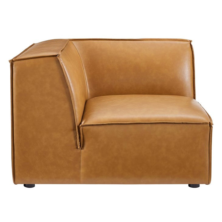 Vitality 5-Piece Vegan Leather Sectional Sofa in Tan V2