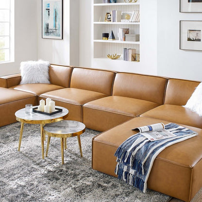 Vitality 6-Piece Vegan Leather Sectional Sofa in Tan