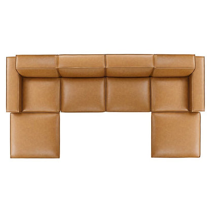 Vitality 6-Piece Vegan Leather Sectional Sofa in Tan