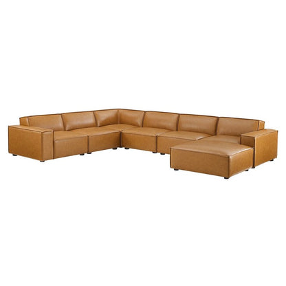 Vitality 7-Piece Vegan Leather Sectional Sofa in Tan