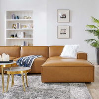 Vitality 7-Piece Vegan Leather Sectional Sofa in Tan