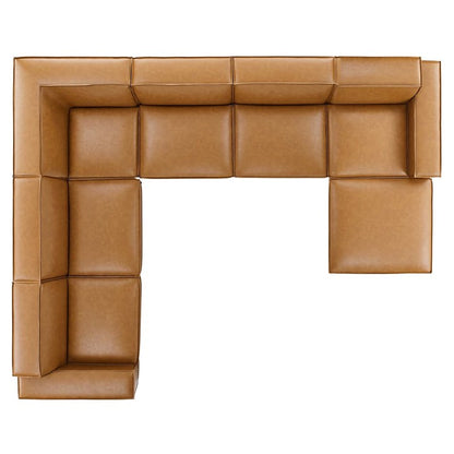 Vitality 7-Piece Vegan Leather Sectional Sofa in Tan