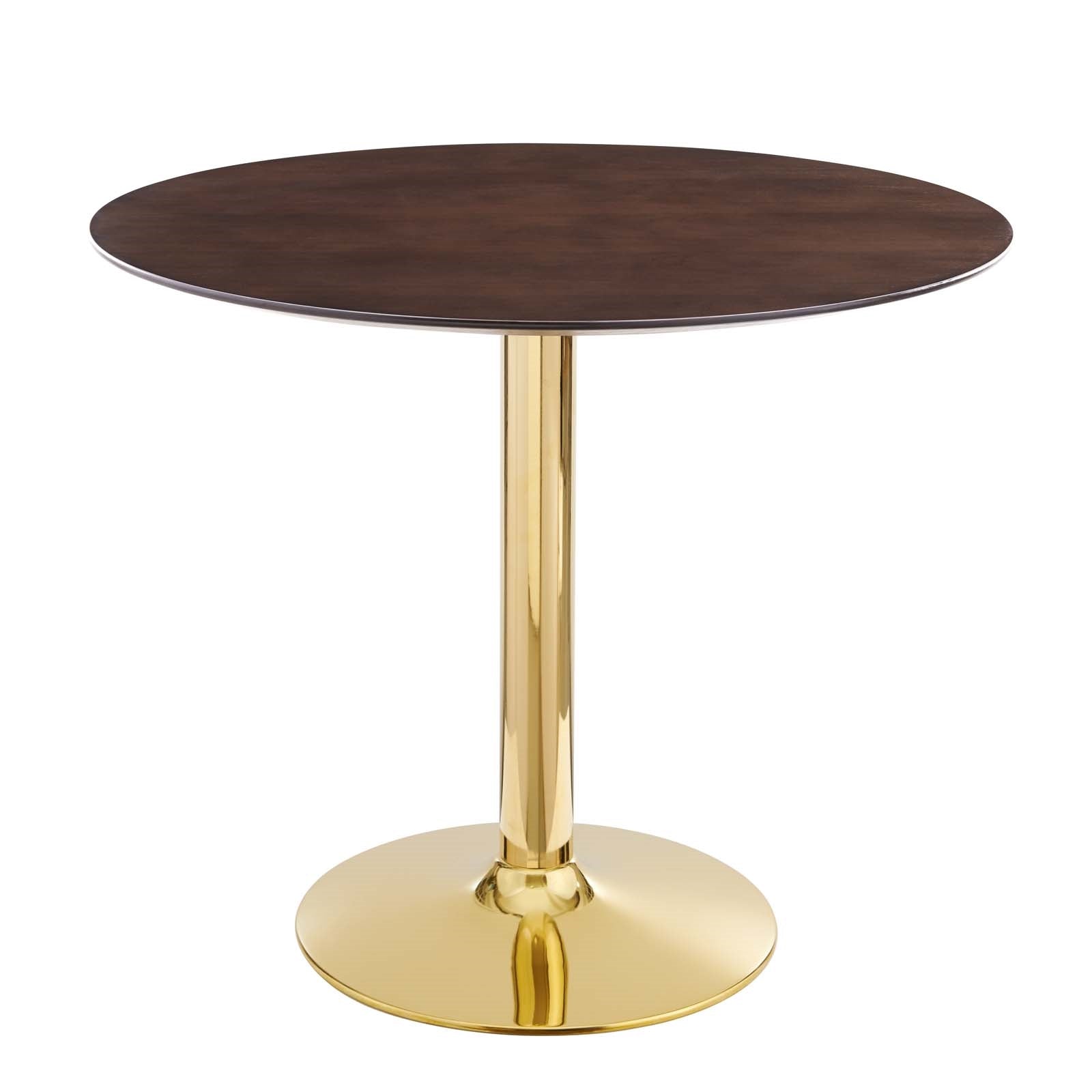 Jena 35" Gold Base Cherry Walnut Dining Table