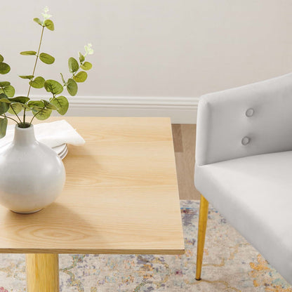 Jena 24" Gold Base Natural Wood Square Dining Table