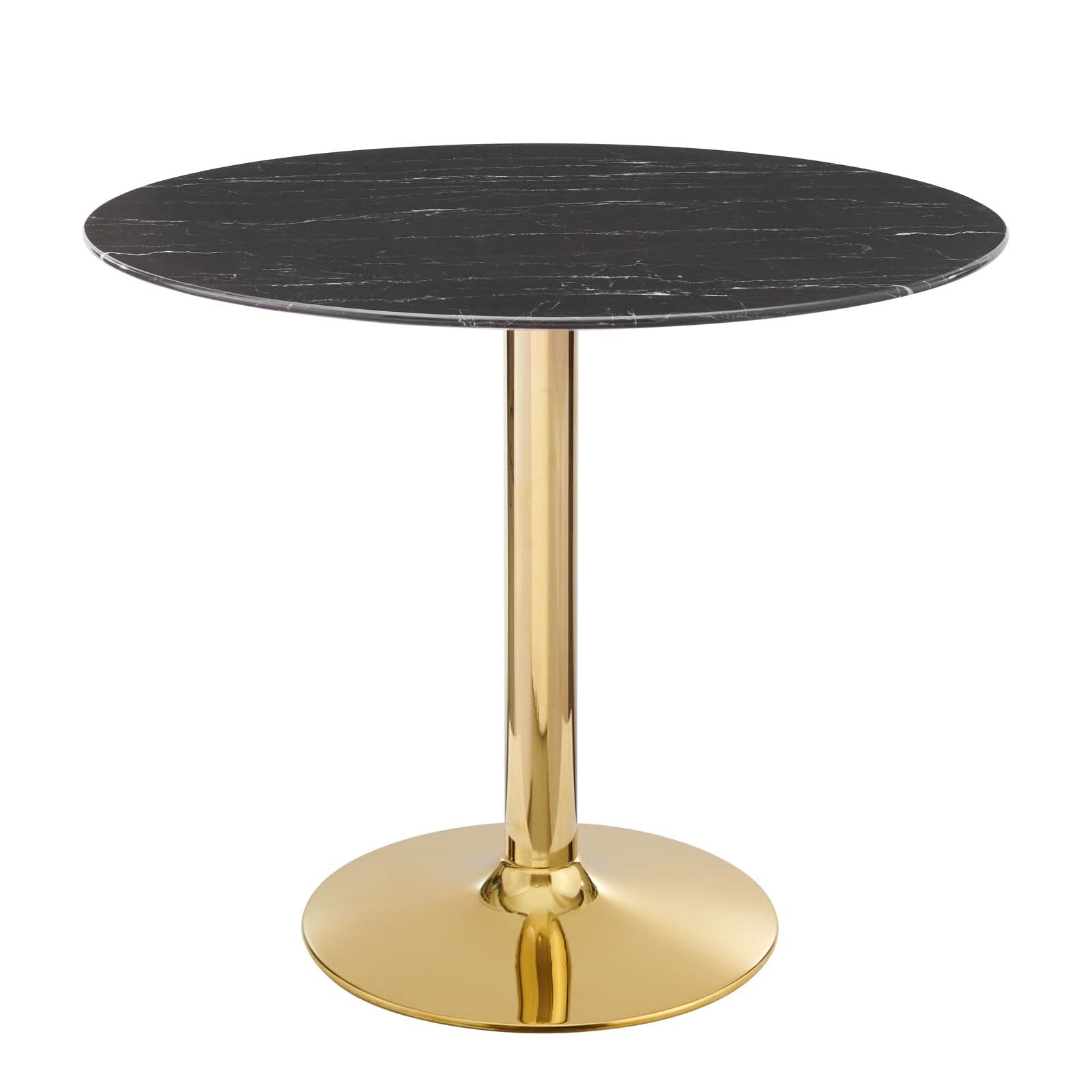 Jena 35" Gold Base Black Artificial Marble Dining Table