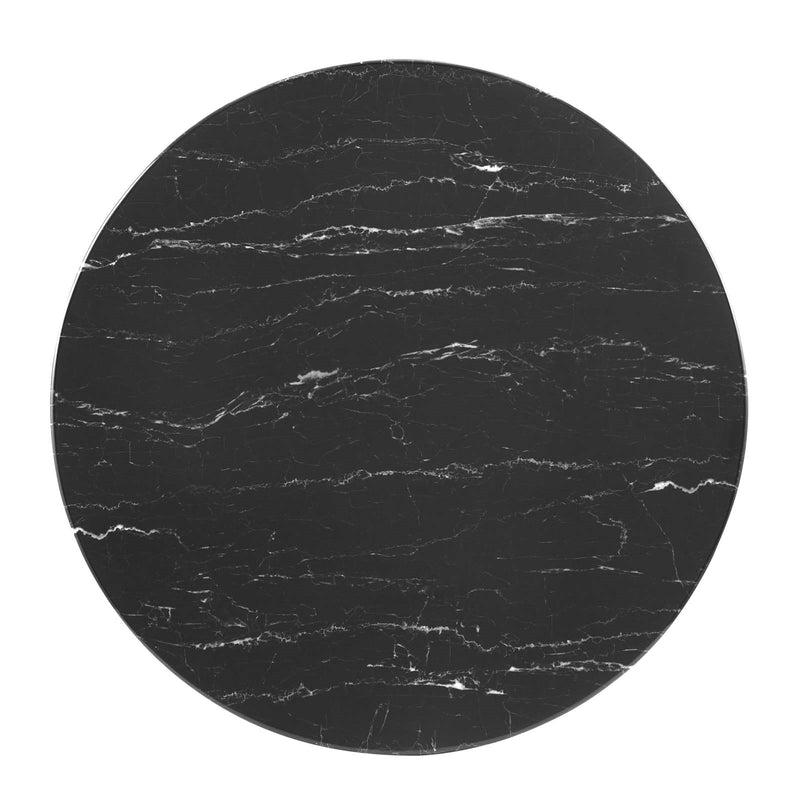 Jena 35" Gold Base Black Artificial Marble Dining Table