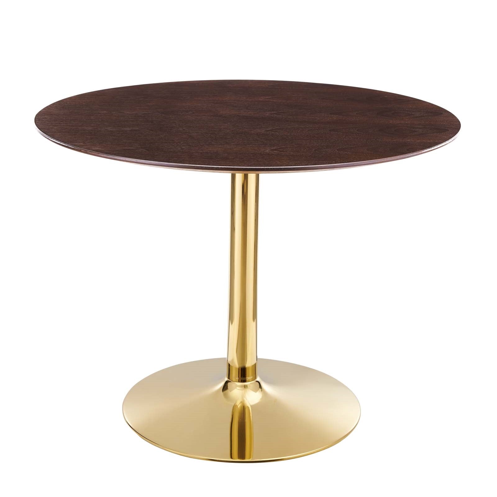 Jena 40" Gold Base Cherry Walnut Dining Table