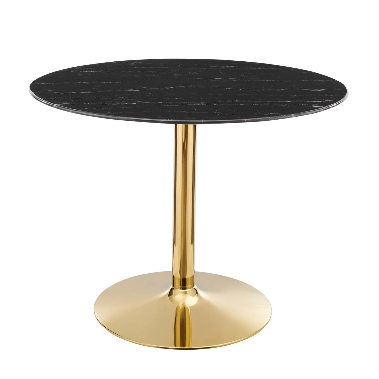 Jena 40" Gold Base Black Artificial Marble Dining Table
