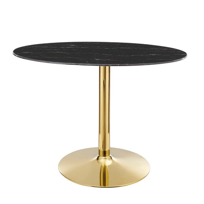 Jena 42"Gold Base Black Artificial Marble Dining Table