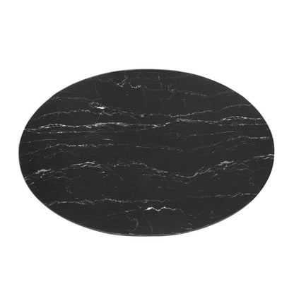 Jena 42"Gold Base Black Artificial Marble Dining Table