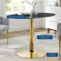 Jena 42"Gold Base Black Artificial Marble Dining Table