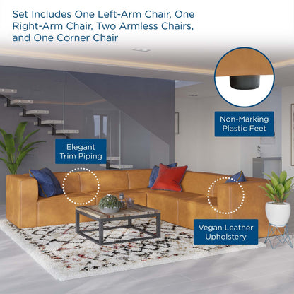 Lane Vegan Leather 5-Piece Sectional Sofa