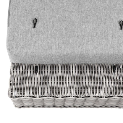 Connor Outdoor Patio Wicker Rattan Ottoman in Light Gray