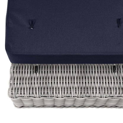 Connor Outdoor Patio Wicker Rattan Ottoman in Light Gray