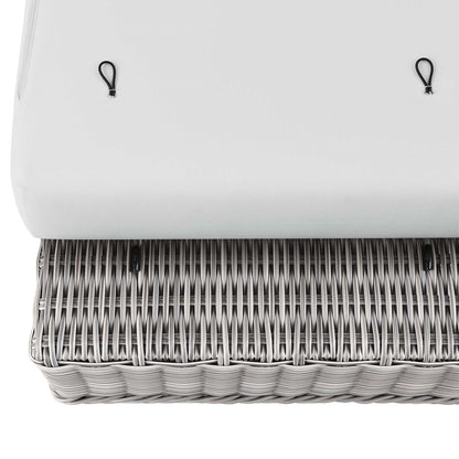 Connor Outdoor Patio Wicker Rattan Ottoman in Light Gray