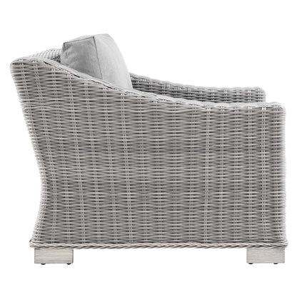 Connor Outdoor Patio Wicker Rattan Armchair in Light Gray