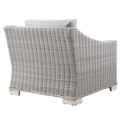 Connor Outdoor Patio Wicker Rattan Armchair in Light Gray