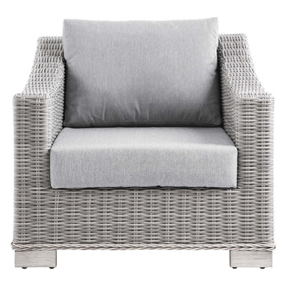Connor Outdoor Patio Wicker Rattan Armchair in Light Gray