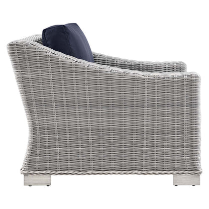 Connor Outdoor Patio Wicker Rattan Armchair in Light Gray