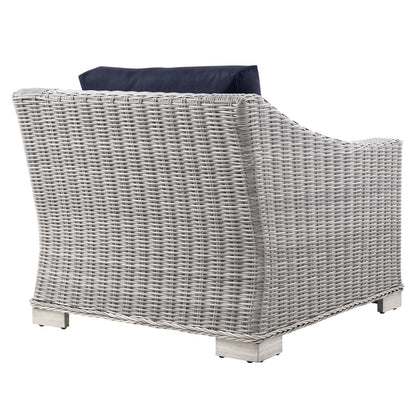 Connor Outdoor Patio Wicker Rattan Armchair in Light Gray