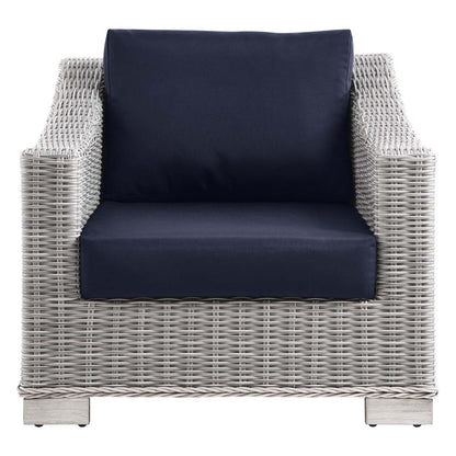 Connor Outdoor Patio Wicker Rattan Armchair in Light Gray