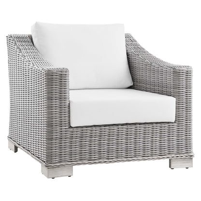 Connor Outdoor Patio Wicker Rattan Armchair in Light Gray